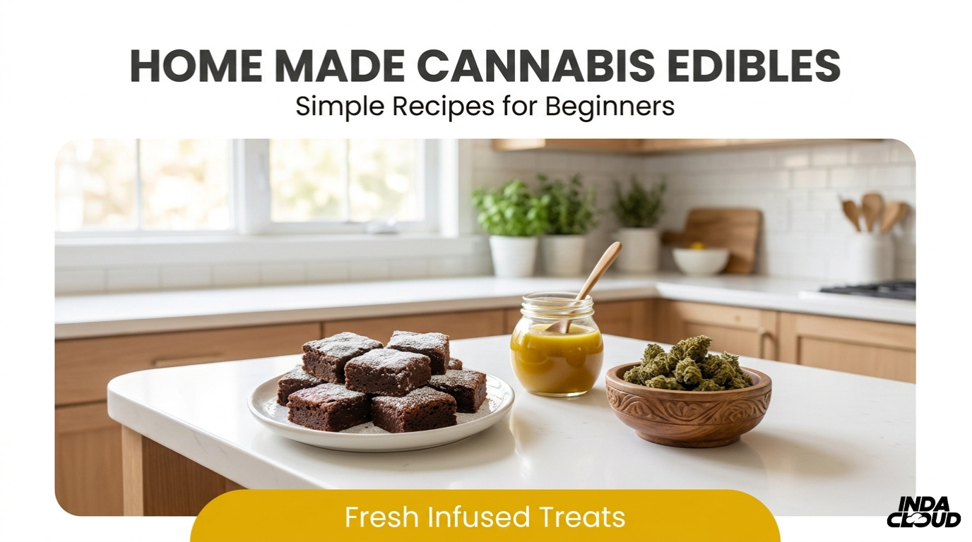 How To Make Edibles: Easy Cannabis Edibles Recipe 9 Homemade Cannabis Edibles Beginner Guide Showing Brownies, Infused Butter, And Cannabis Flower On A Kitchen Counter With Fresh Infused Treats