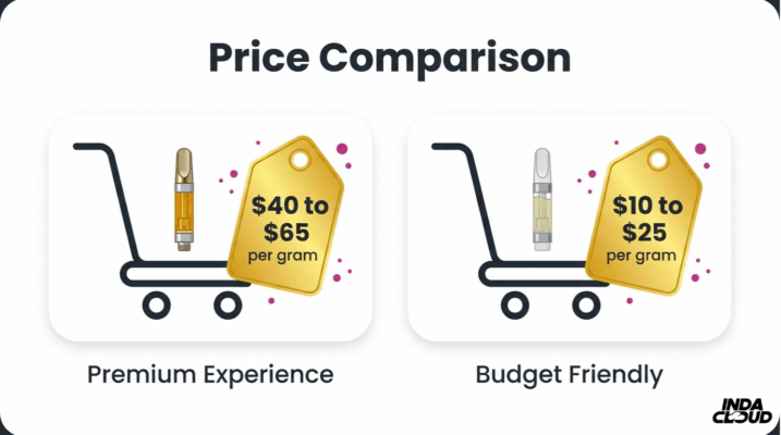 Price Comparison Of Vape Carts Showing Live Resin At 40 To 65 Dollars Per Gram And Distillate At 10 To 25 Dollars Per Gram