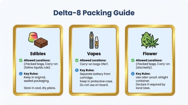 Flying With Delta-8 In 2026: Legality, Guidelines, And Tips For Travel 2 Delta-8 Product Packing Guide