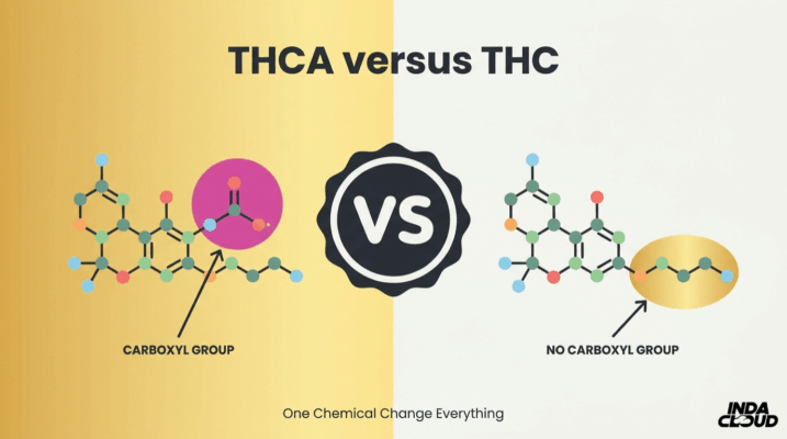 Does Thca Get You High? Understanding The Effects And Potential For Euphoria 1 Thca Versus Thc Chemical Structure Comparison Highlighting The Carboxyl Group Difference And How One Chemical Change Affects Psychoactive Effects